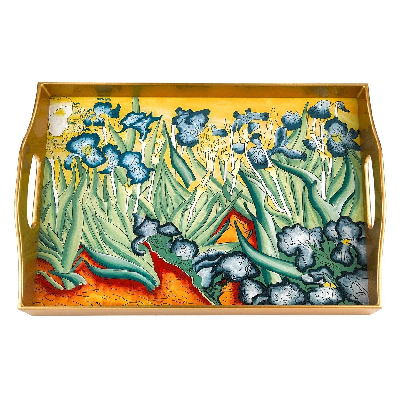 Iris Eglimose Reverse Hand Painted Glass Tray