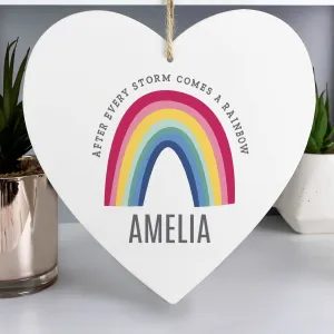 Large Wooden Rainbow heart Personalised decoration