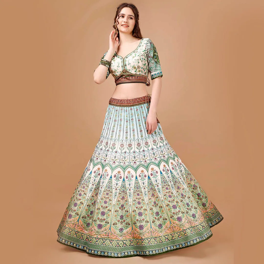 Light Mint Green Embroidered Lehenga Set