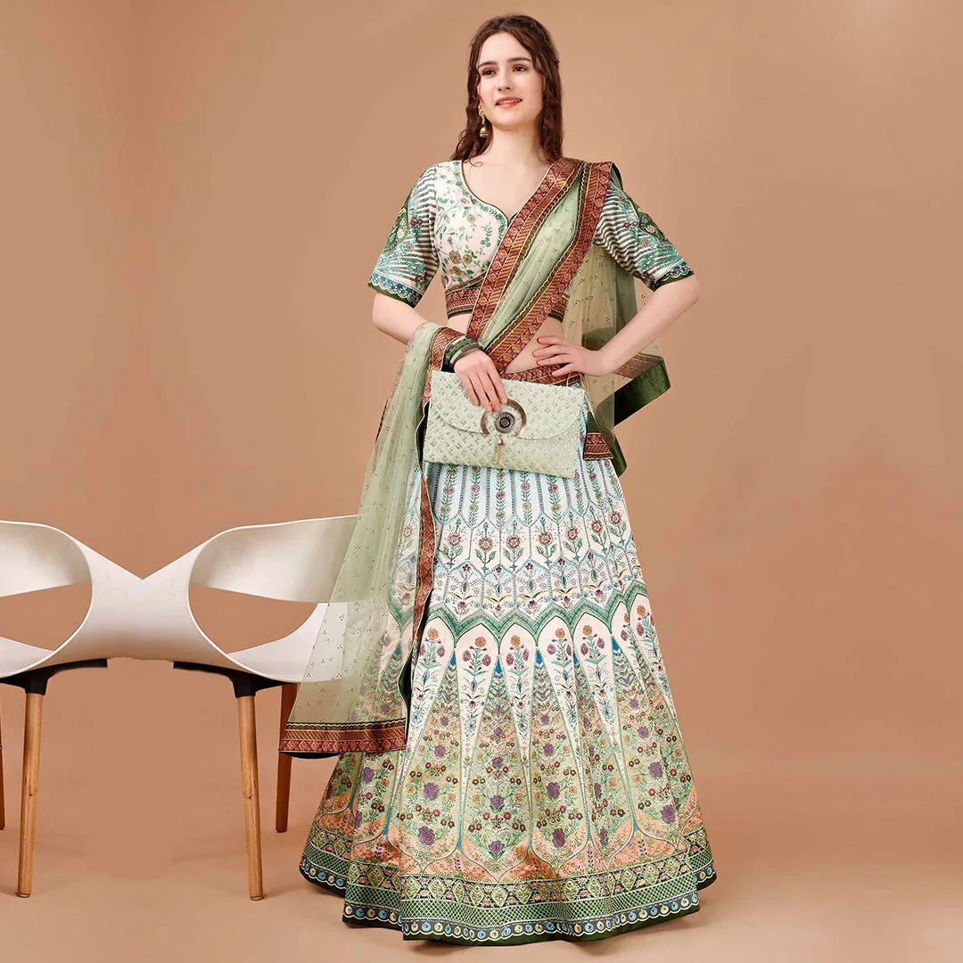 Light Mint Green Embroidered Lehenga Set