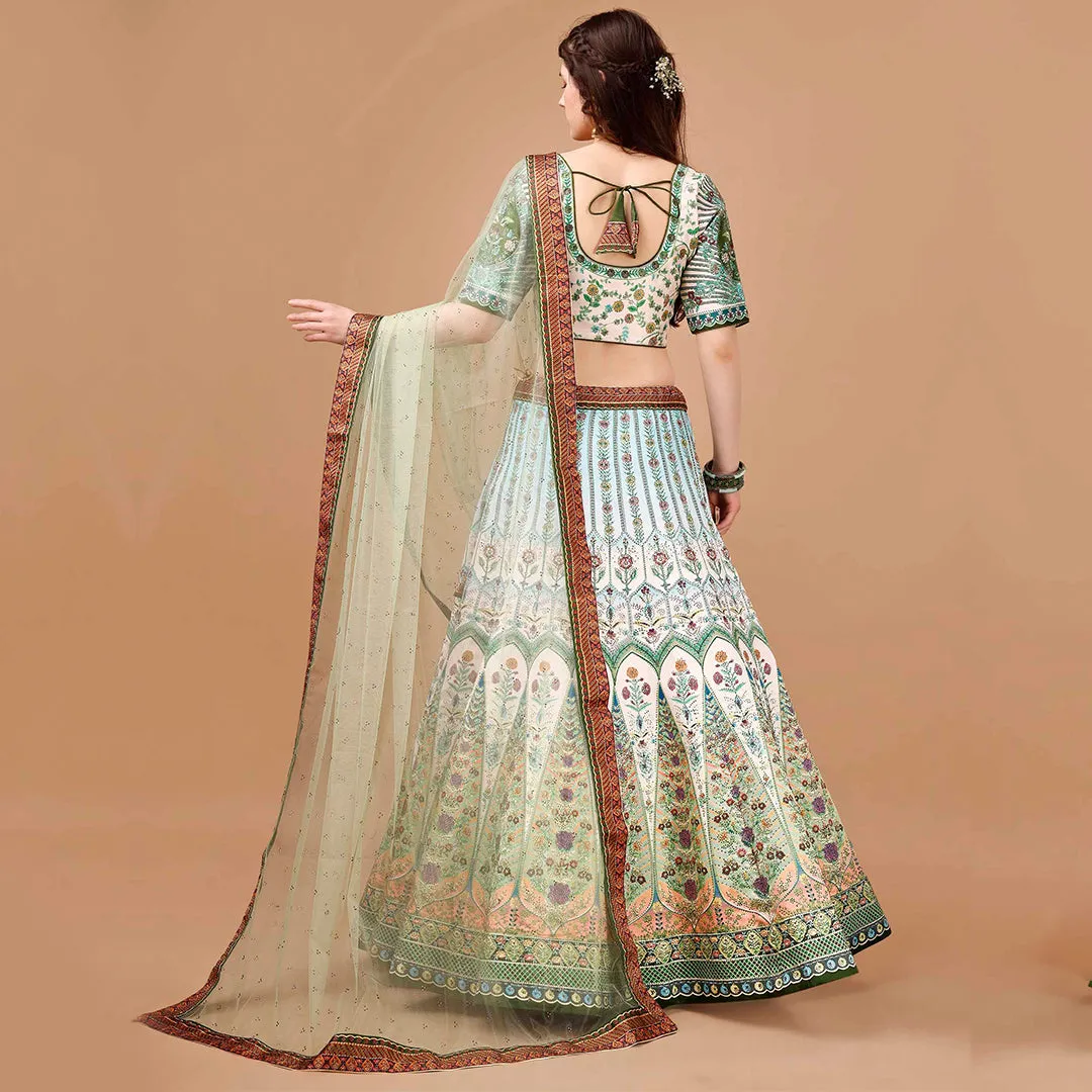 Light Mint Green Embroidered Lehenga Set