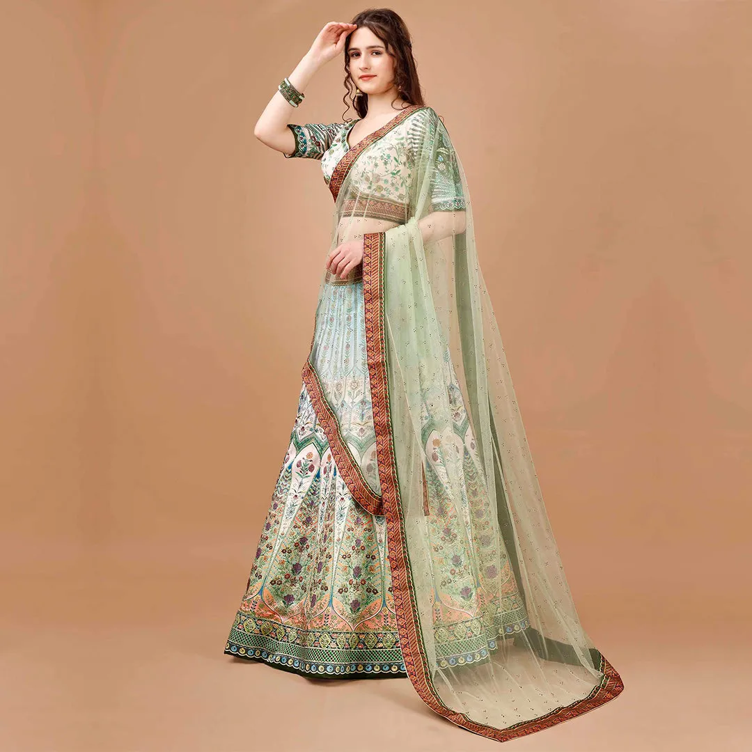 Light Mint Green Embroidered Lehenga Set