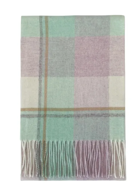 Lilac/Mint Block Check Tassel Scarf