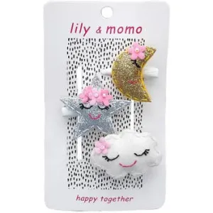 Lily and Momo Hair Clips - Starlight Moon Kisses Trio