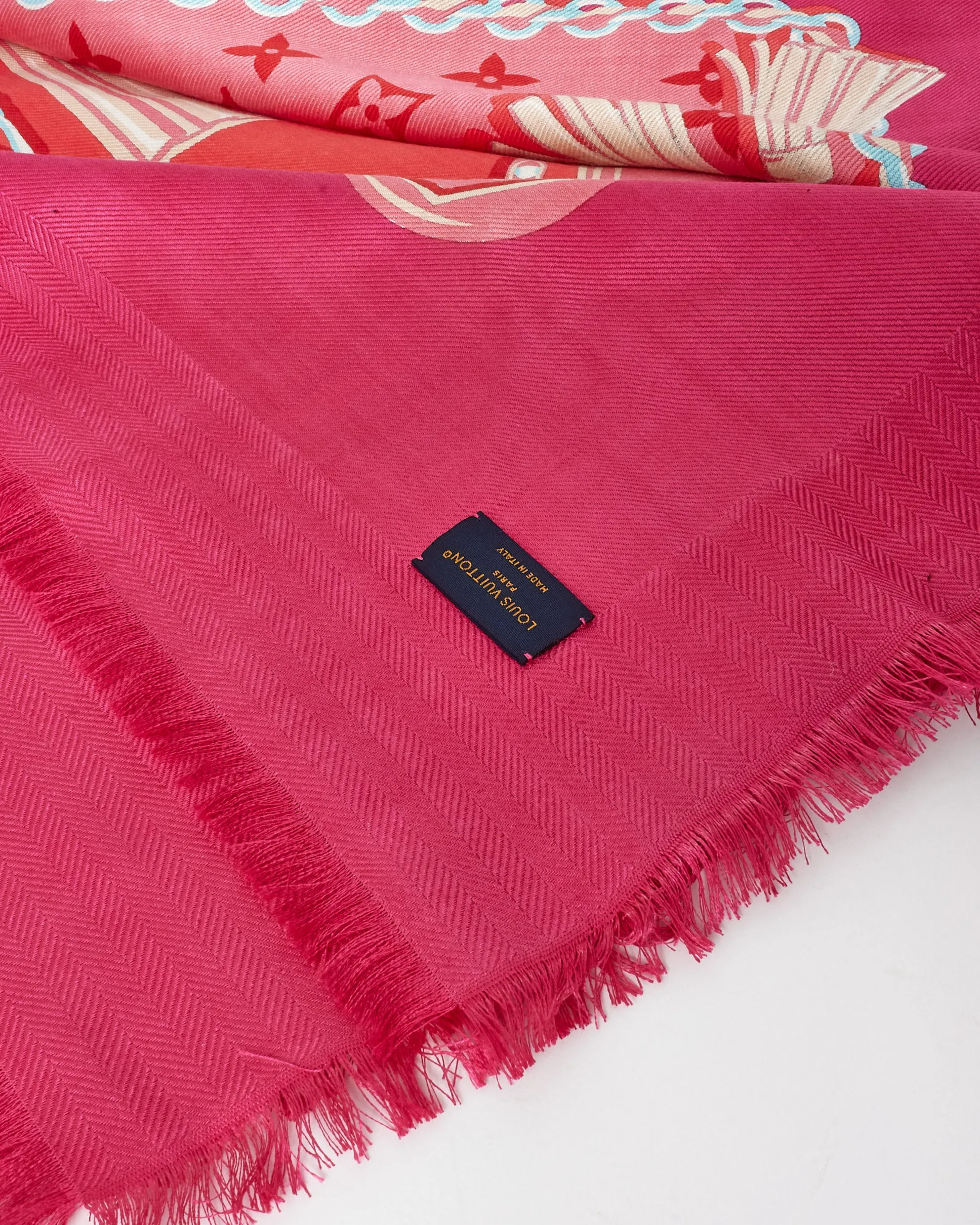 Louis Vuitton Pink Monogram Mix & Straps Silk Shawl Scarf