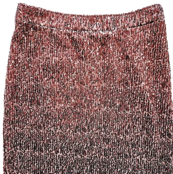 Maeve by Anthropologie Alicia Sequined High Waisted Midi Skirt in Rose Pink SP