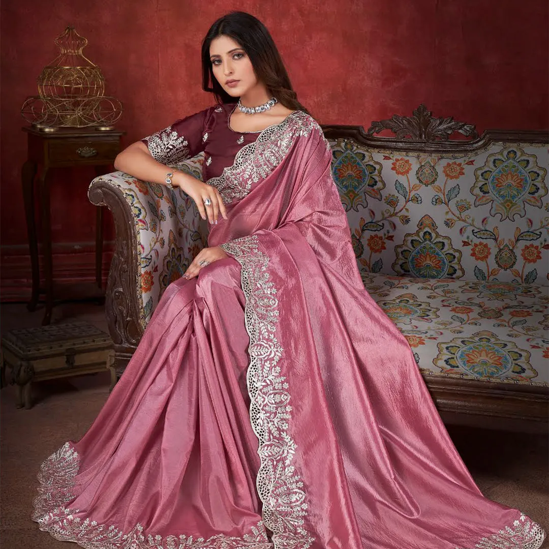 Majestic Charm  Magenta Embroidered Saree