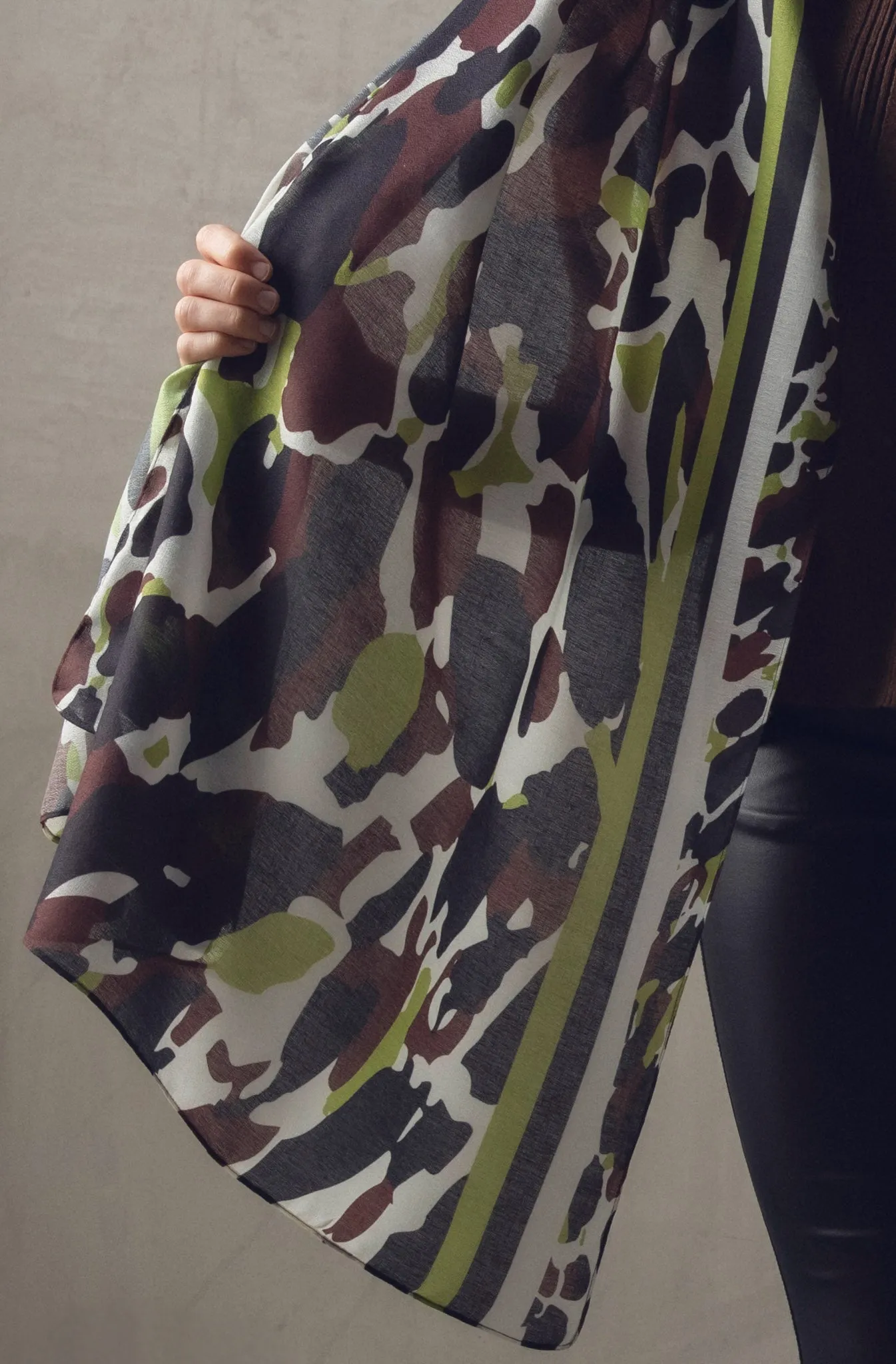 Marble Ladies SCARF Brown Green Multi