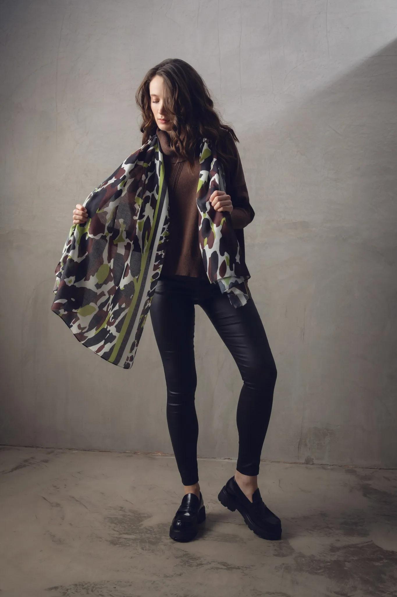 Marble Ladies SCARF Brown Green Multi