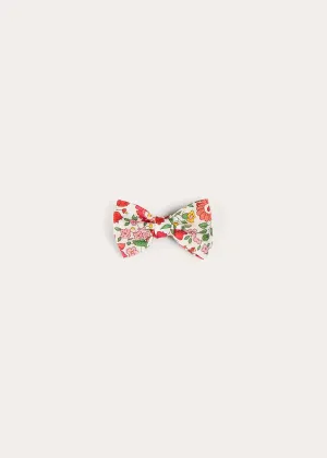 Margot Floral Small Bow Clip in Red Made with Liberty Fabric