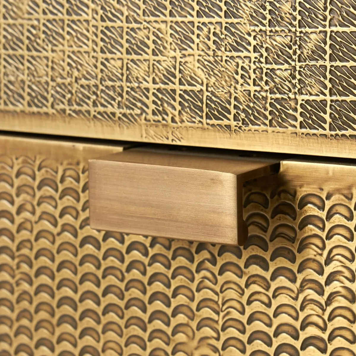 Mark 3-Drawer Side Table / Antique Brass
