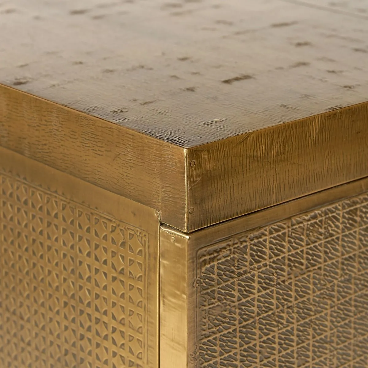 Mark 3-Drawer Side Table / Antique Brass