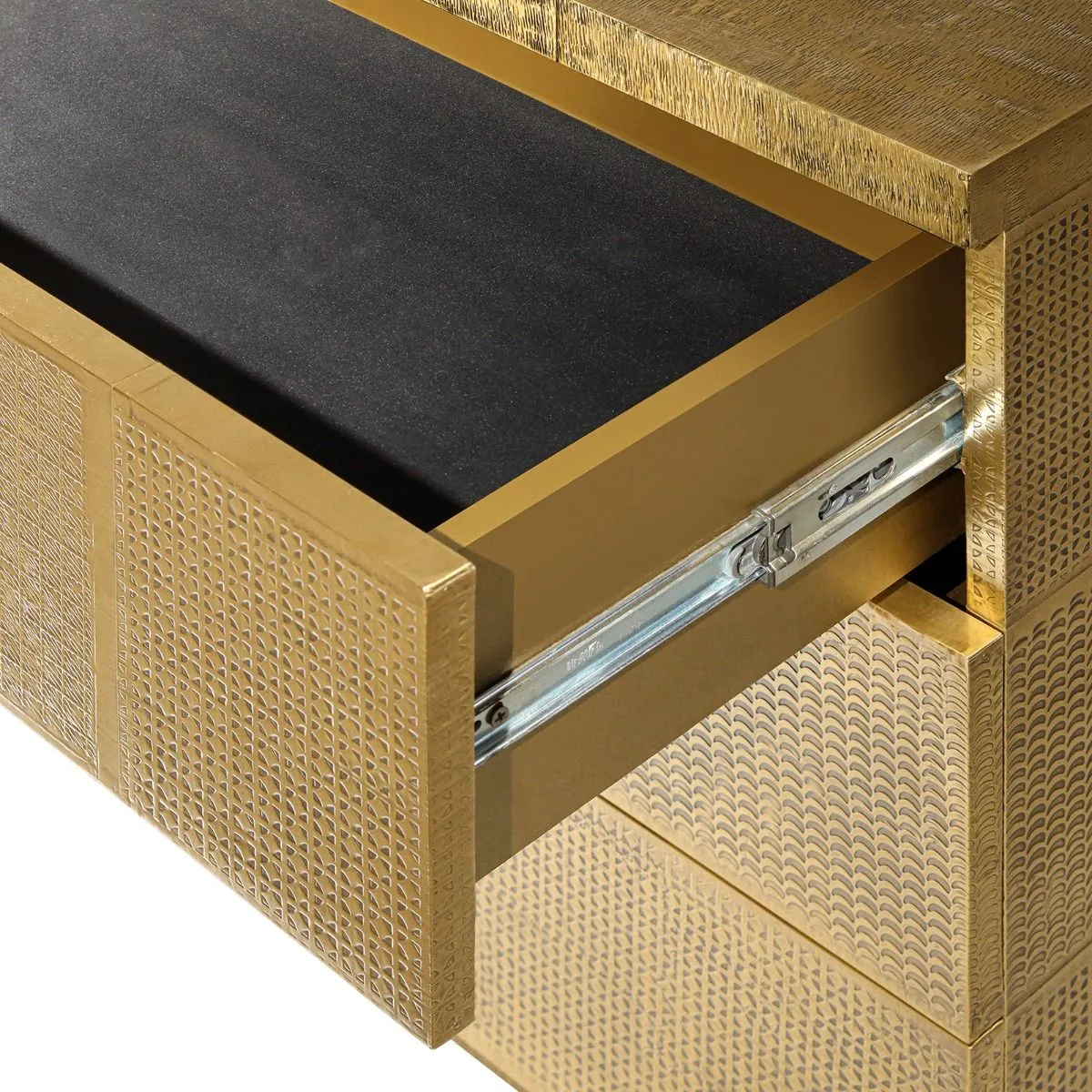 Mark 3-Drawer Side Table / Antique Brass