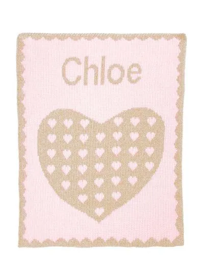 METALLIC HEART ON HEART STROLLER BLANKET