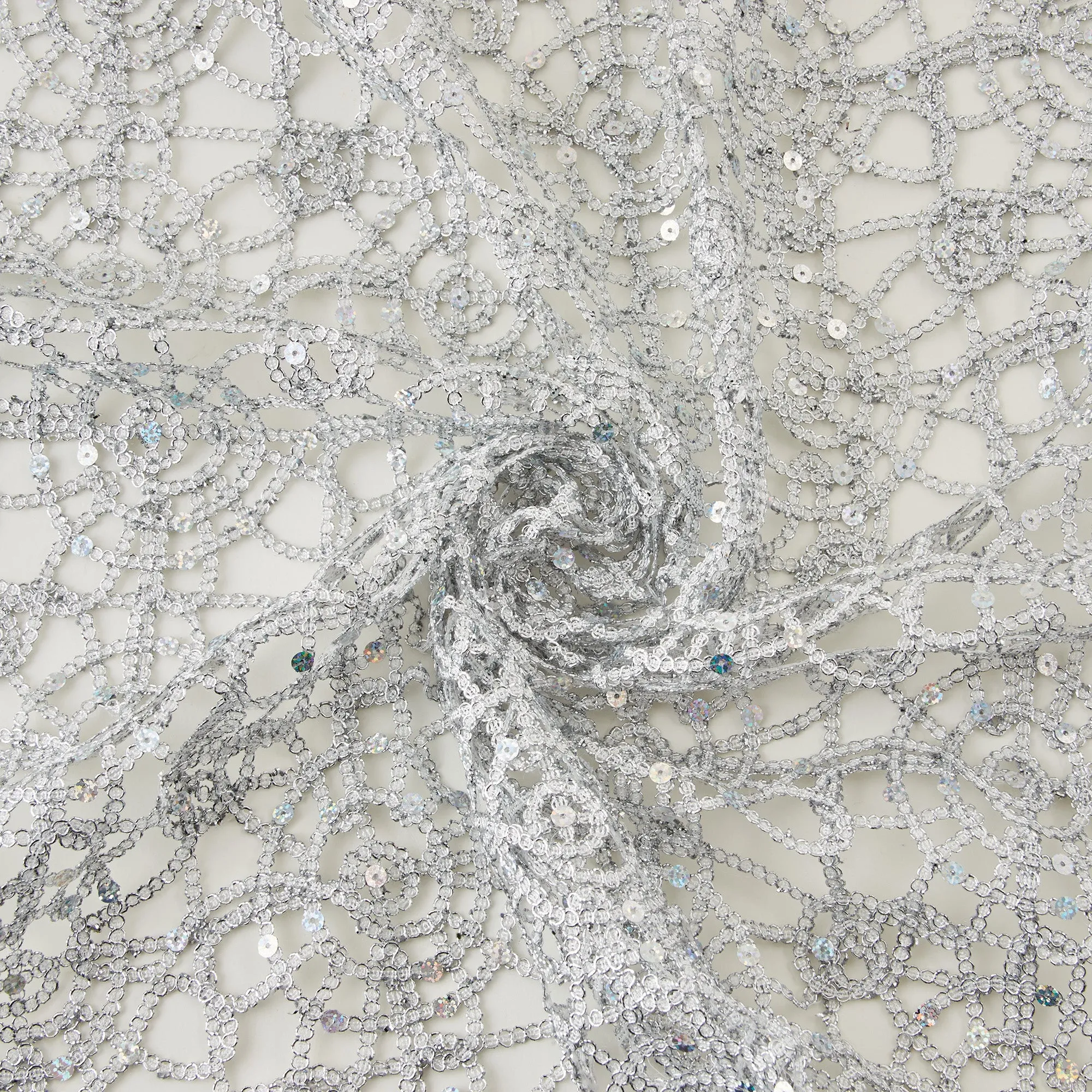 Metallic Netting, Silver with Sequins
