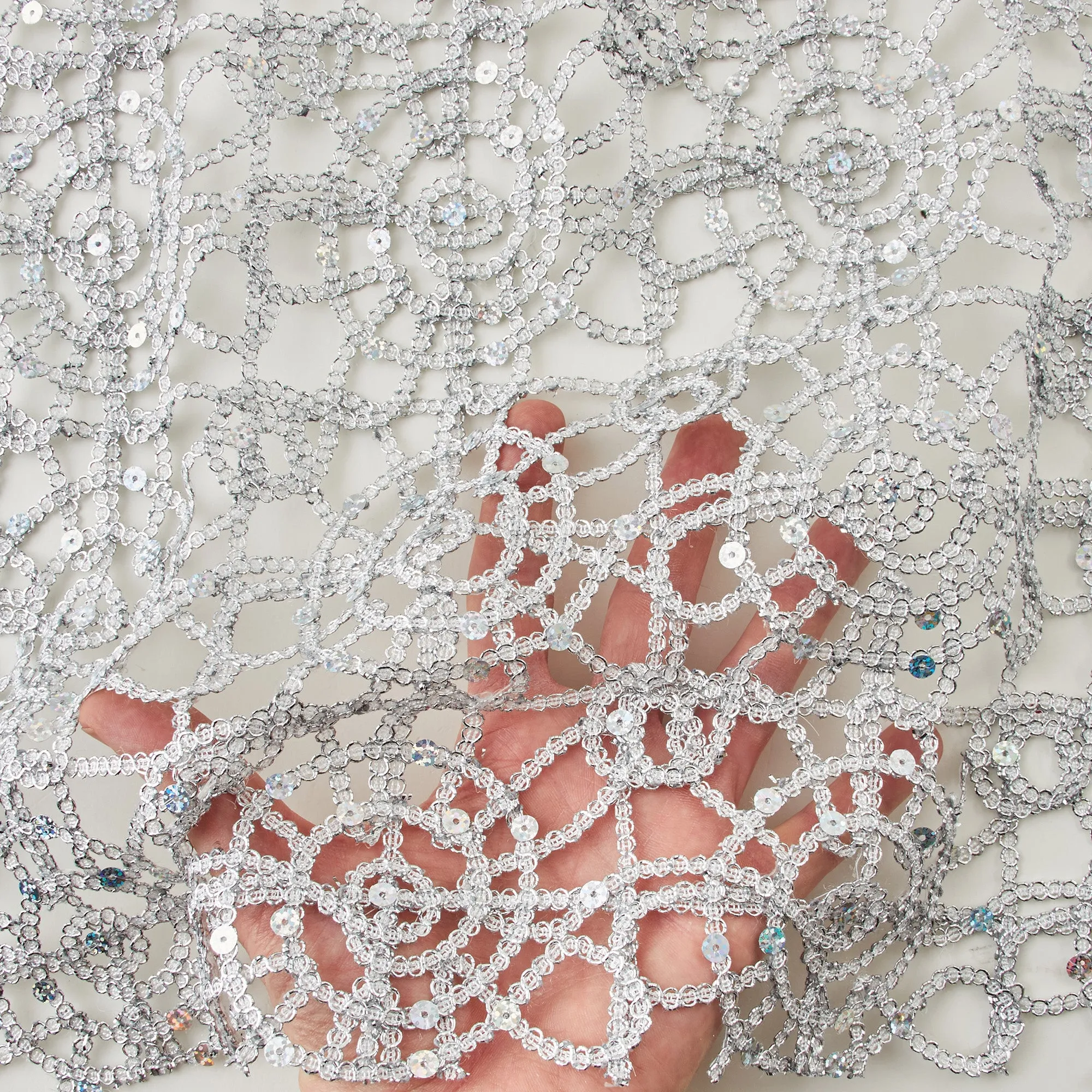 Metallic Netting, Silver with Sequins