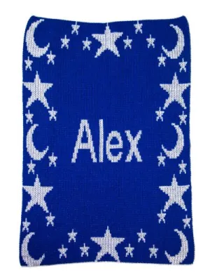 METALLIC NIGHT TIME SKY & NAME STROLLER BLANKET