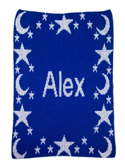 METALLIC NIGHT TIME SKY & NAME STROLLER BLANKET