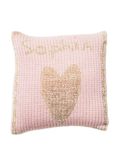 METALLIC SINGLE HEART & NAME PILLOW