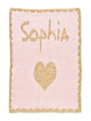 METALLIC SINGLE HEART & SCALLOPED EDGE STROLLER BLANKET