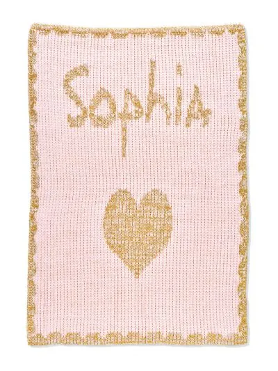 METALLIC SINGLE HEART & SCALLOPED EDGE STROLLER BLANKET
