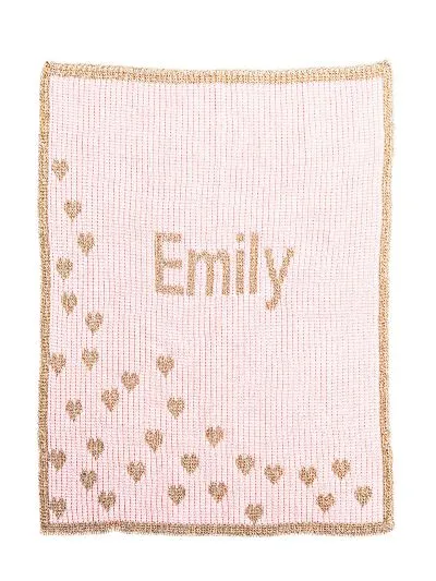 METALLIC SPRINKLED HEARTS STROLLER BLANKET