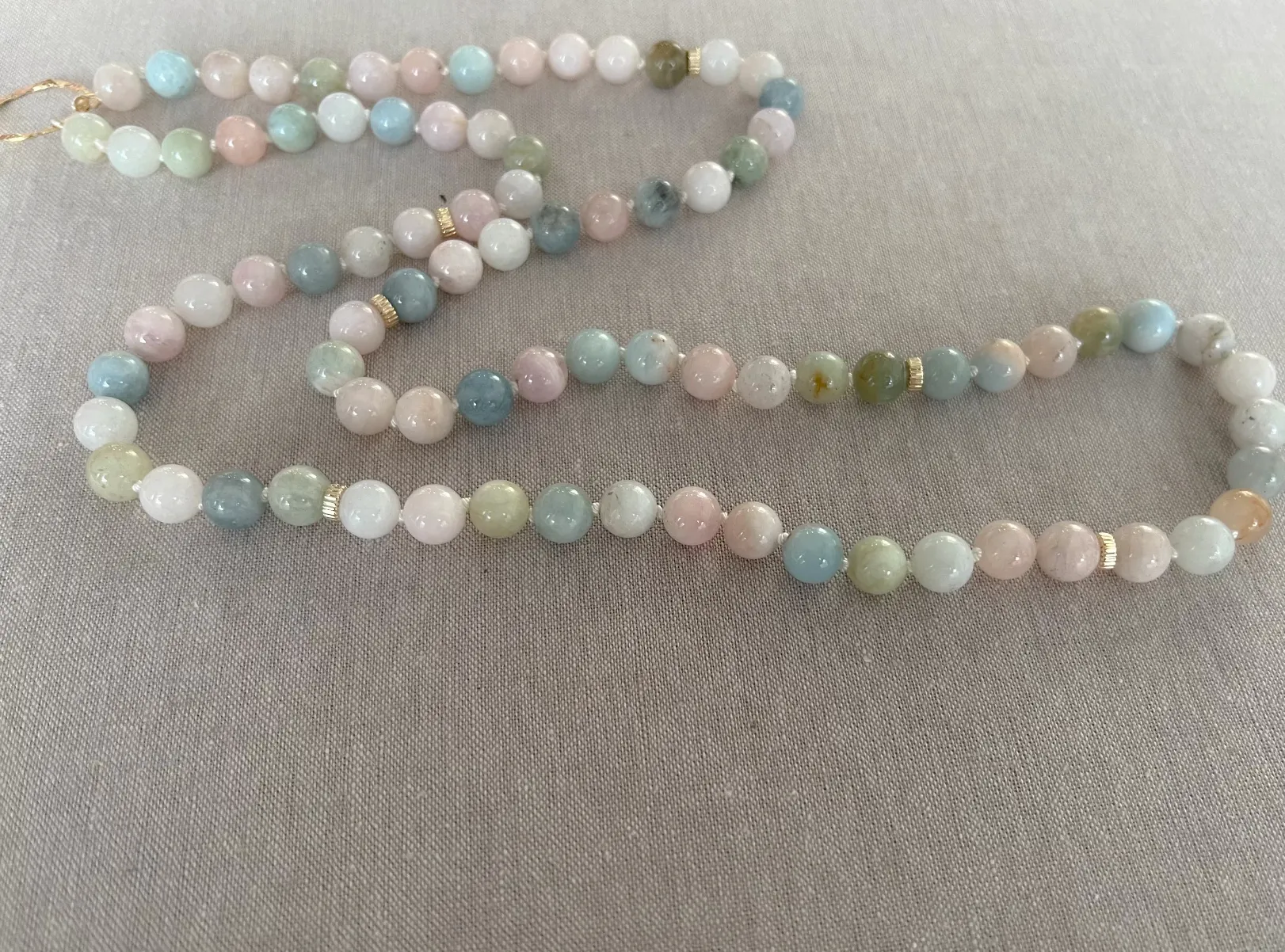 Morganite and Aquamarine Necklace with Tassel