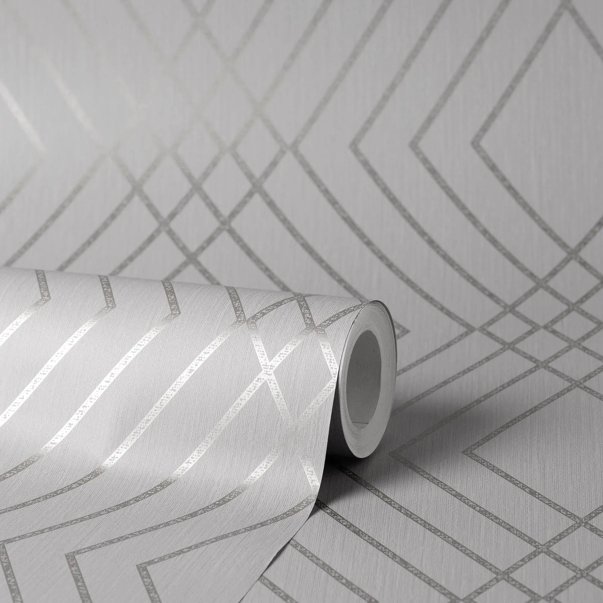 New 2 Rolls Fine Decor Shard Silver Trellis Wallpaper FD42603! Application Paste the paper