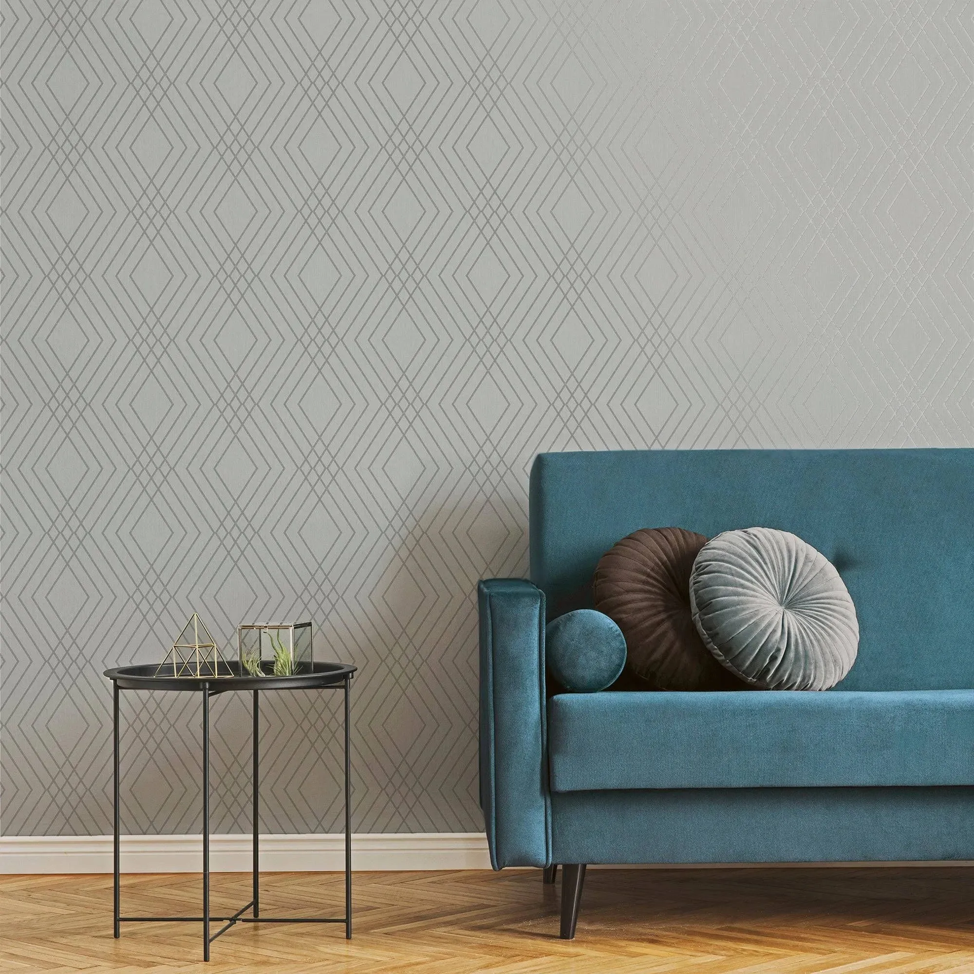 New 2 Rolls Fine Decor Shard Silver Trellis Wallpaper FD42603! Application Paste the paper