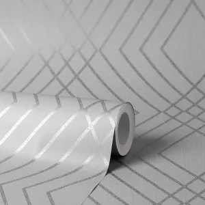 New 2 Rolls Fine Decor Shard Silver Trellis Wallpaper FD42603! Application Paste the paper