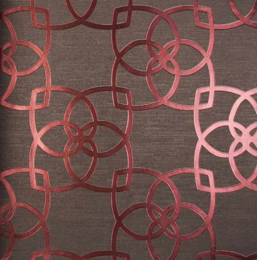 New Double Roll YORK DESIGNER SERIES DAZZLING DIMENSIONS WALLPAPER-SERENDIPITY Y6200206 RED/CHARCOAL! Retails $467 