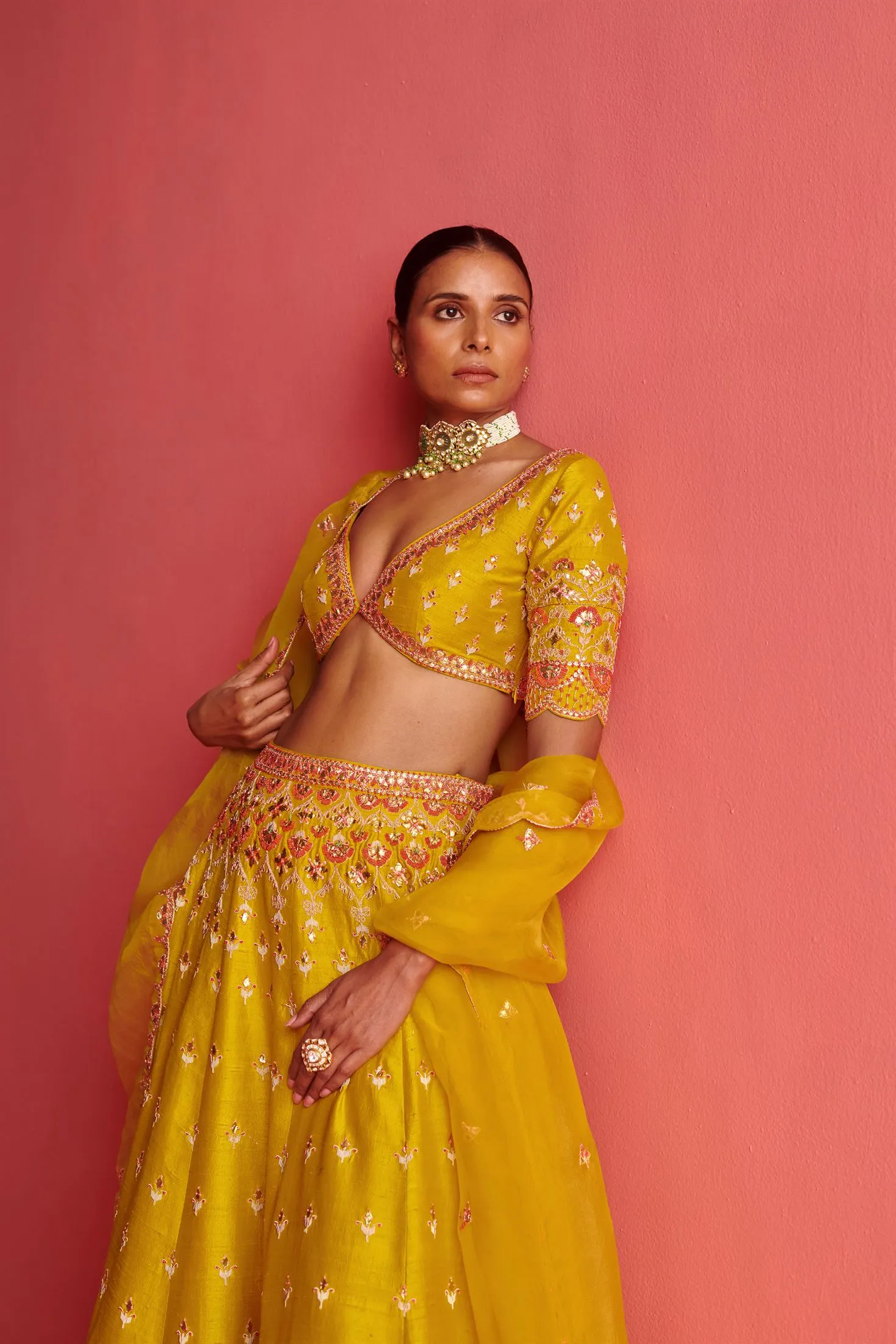 New Season Festive 2024-Coord Set-Raw Silk/Organza 3pcs Yellow-AS110-Fashion Wedding Edit Aarti Sethia