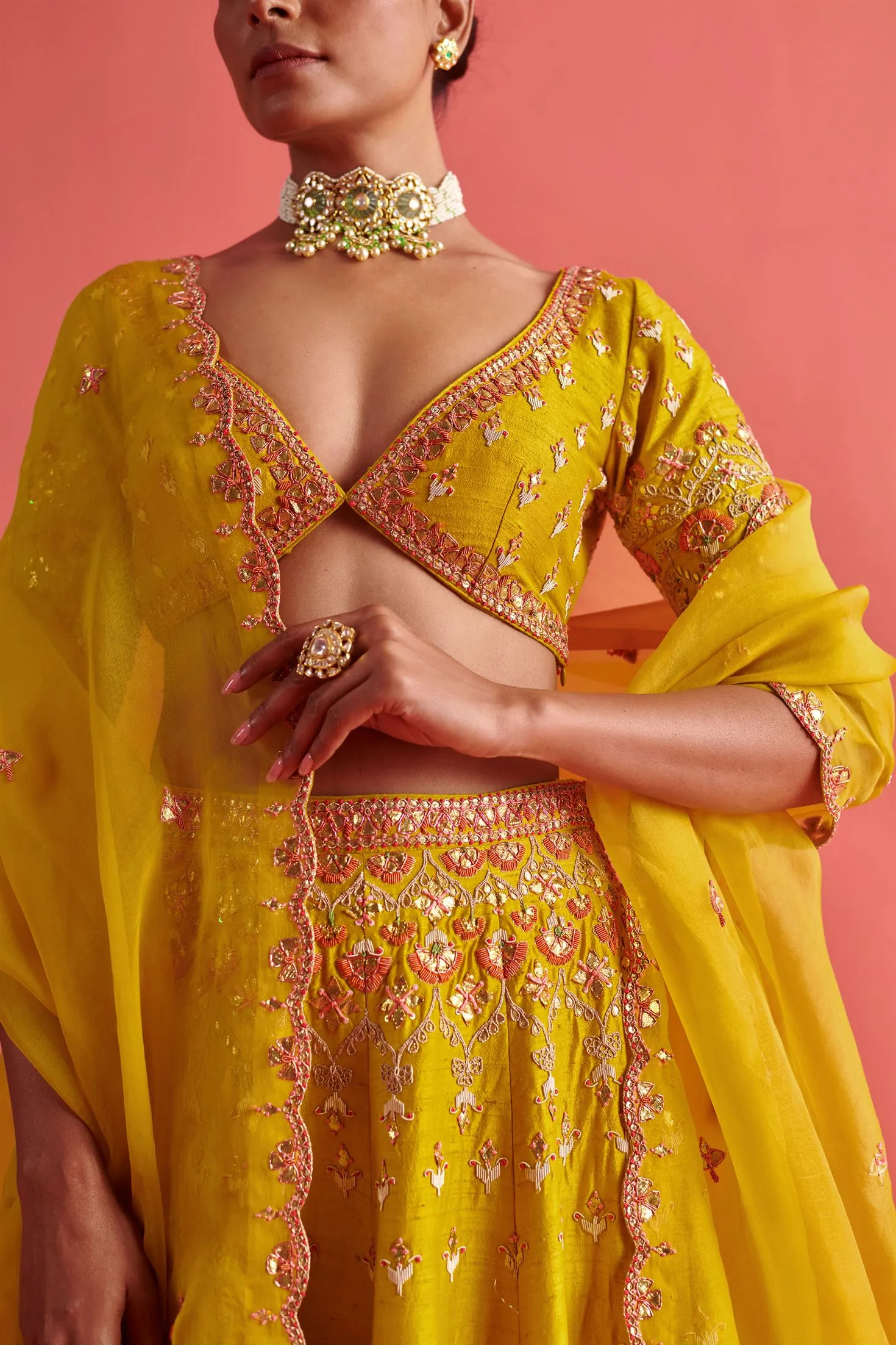 New Season Festive 2024-Coord Set-Raw Silk/Organza 3pcs Yellow-AS110-Fashion Wedding Edit Aarti Sethia