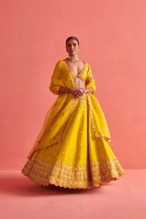 New Season Festive 2024-Coord Set-Raw Silk/Organza 3pcs Yellow-AS110-Fashion Wedding Edit Aarti Sethia