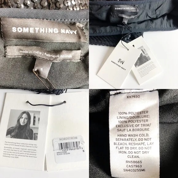 NWT Something Navy at Nordstrom Black Sequin Midi Skirt S