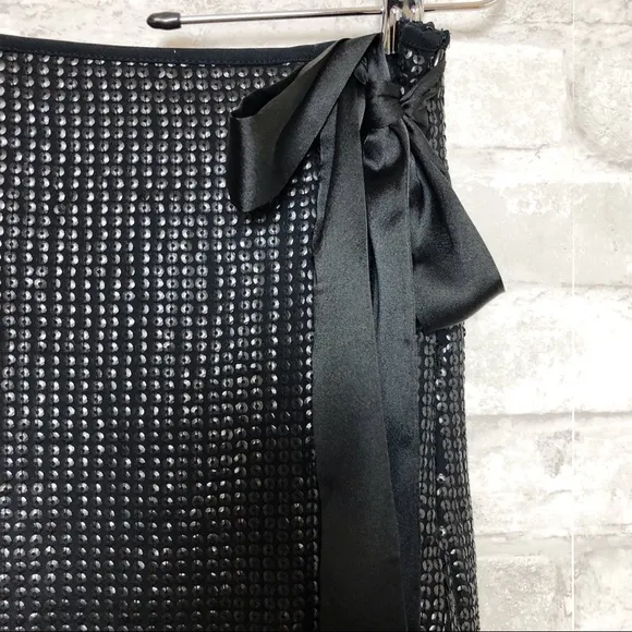 NWT Something Navy at Nordstrom Black Sequin Midi Skirt S