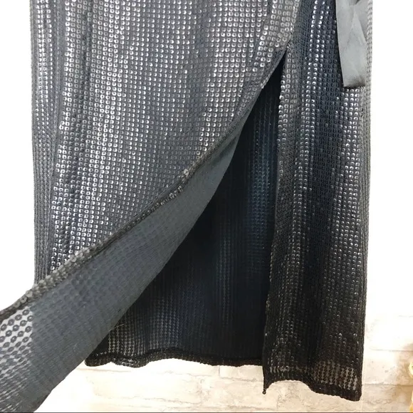 NWT Something Navy at Nordstrom Black Sequin Midi Skirt S