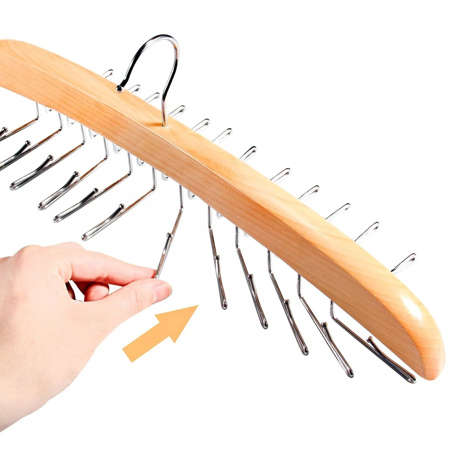 Ohuhu Wooden Tie Rack Hangers Rotating Twirl 24 Tie Organizer Rack Hanger Holder Hook