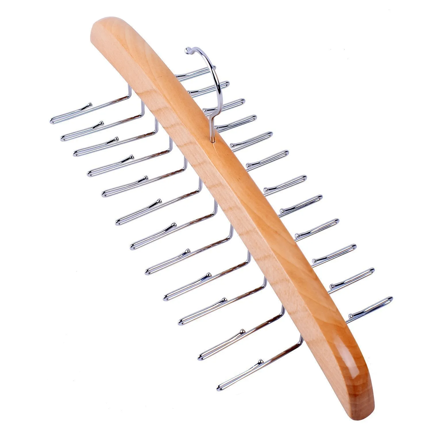 Ohuhu Wooden Tie Rack Hangers Rotating Twirl 24 Tie Organizer Rack Hanger Holder Hook