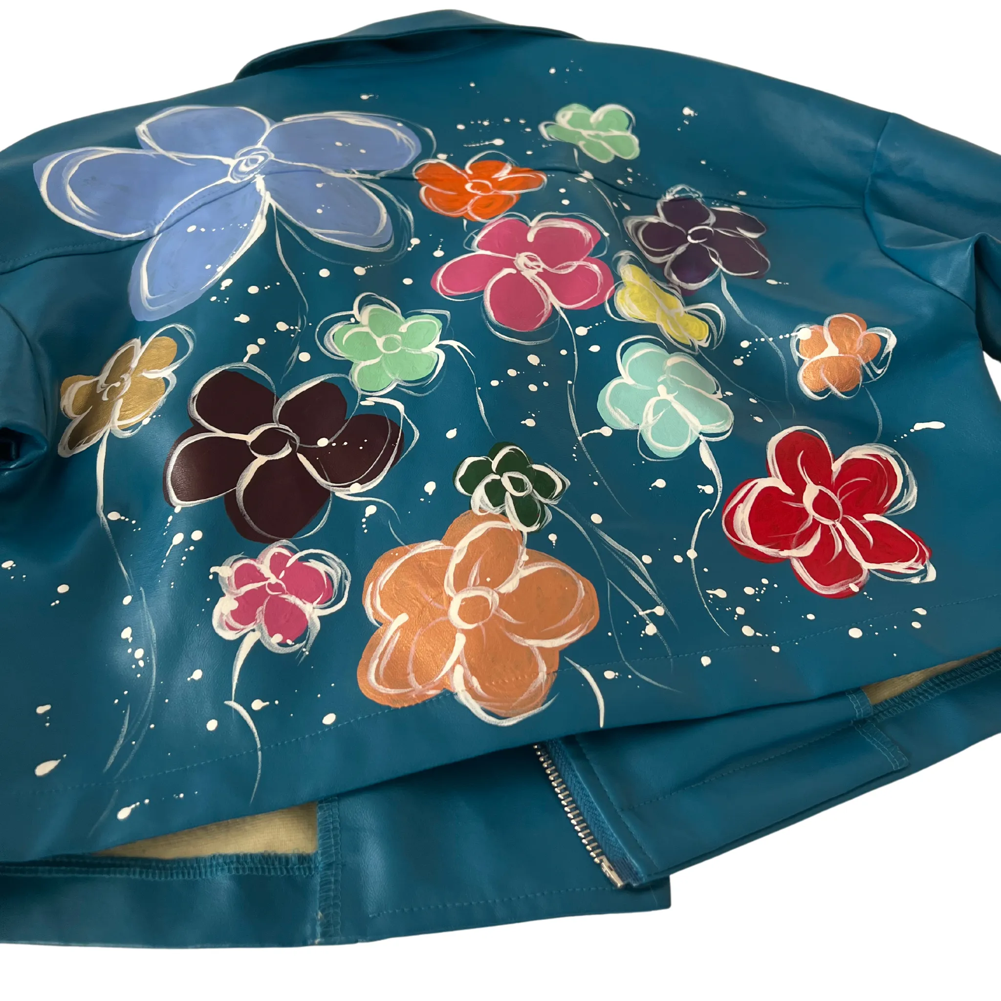 Outlined Bloom - Hand-Painted Jacket