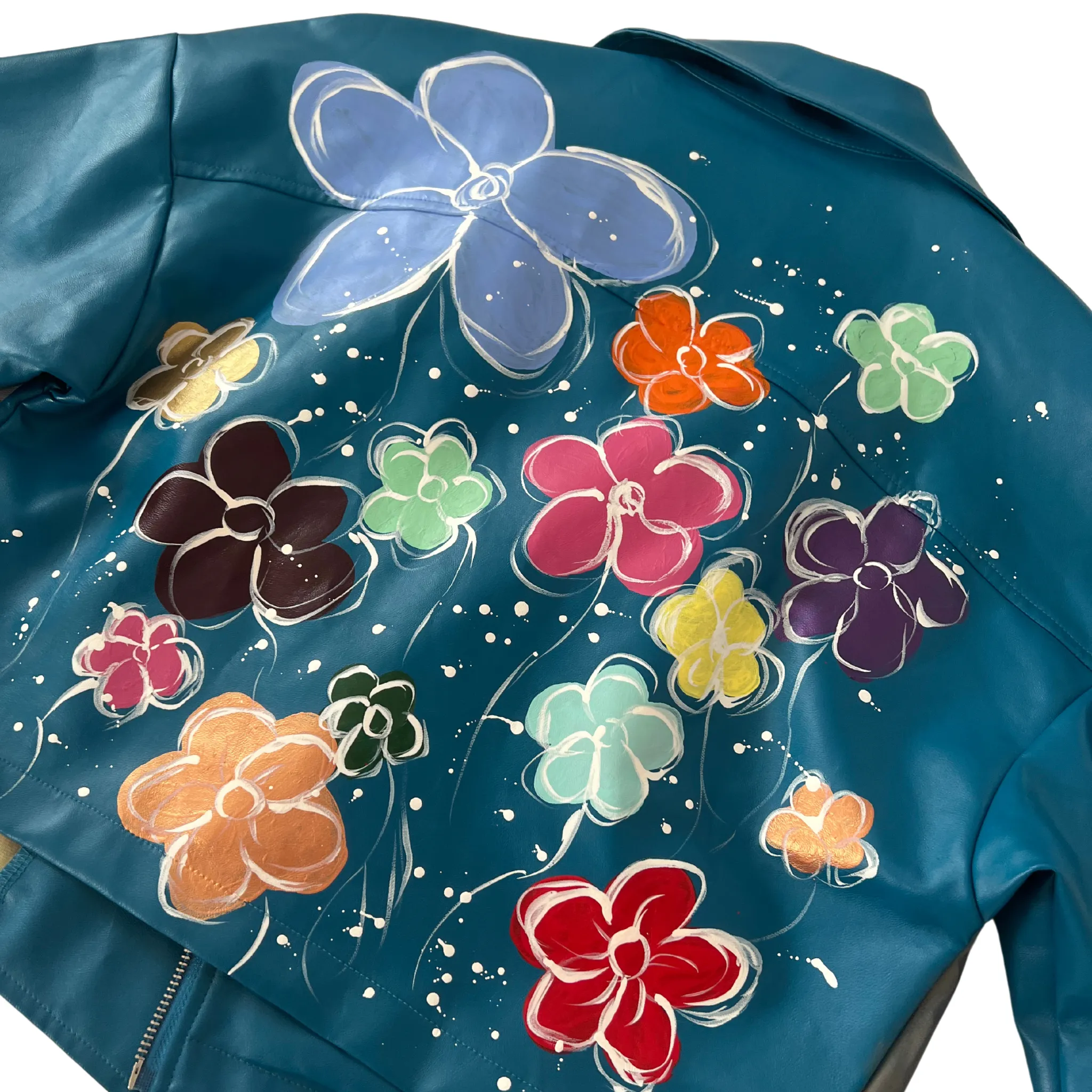 Outlined Bloom - Hand-Painted Jacket