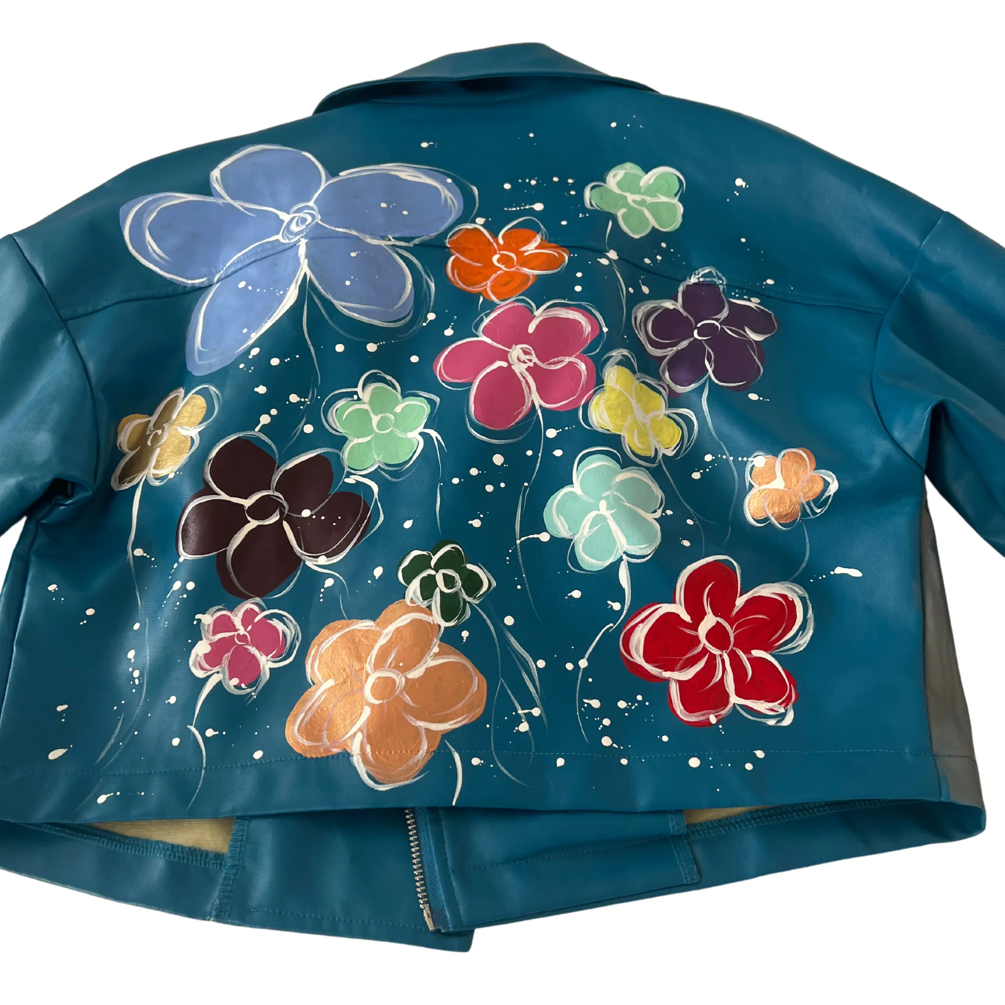 Outlined Bloom - Hand-Painted Jacket