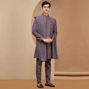 Palatinate Purple Sequins Indo Western With Dupatta