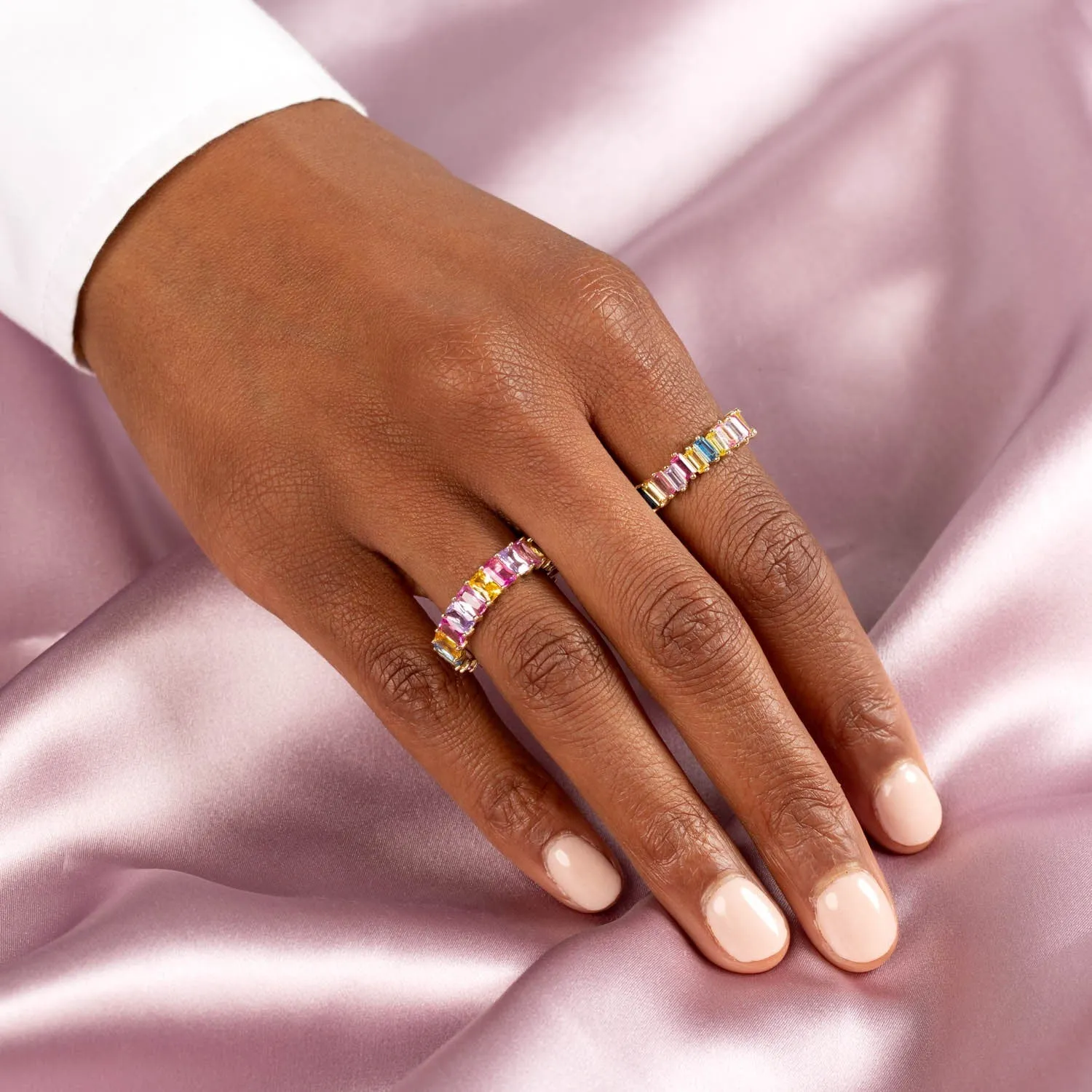 Pastel Baguette Eternity Band