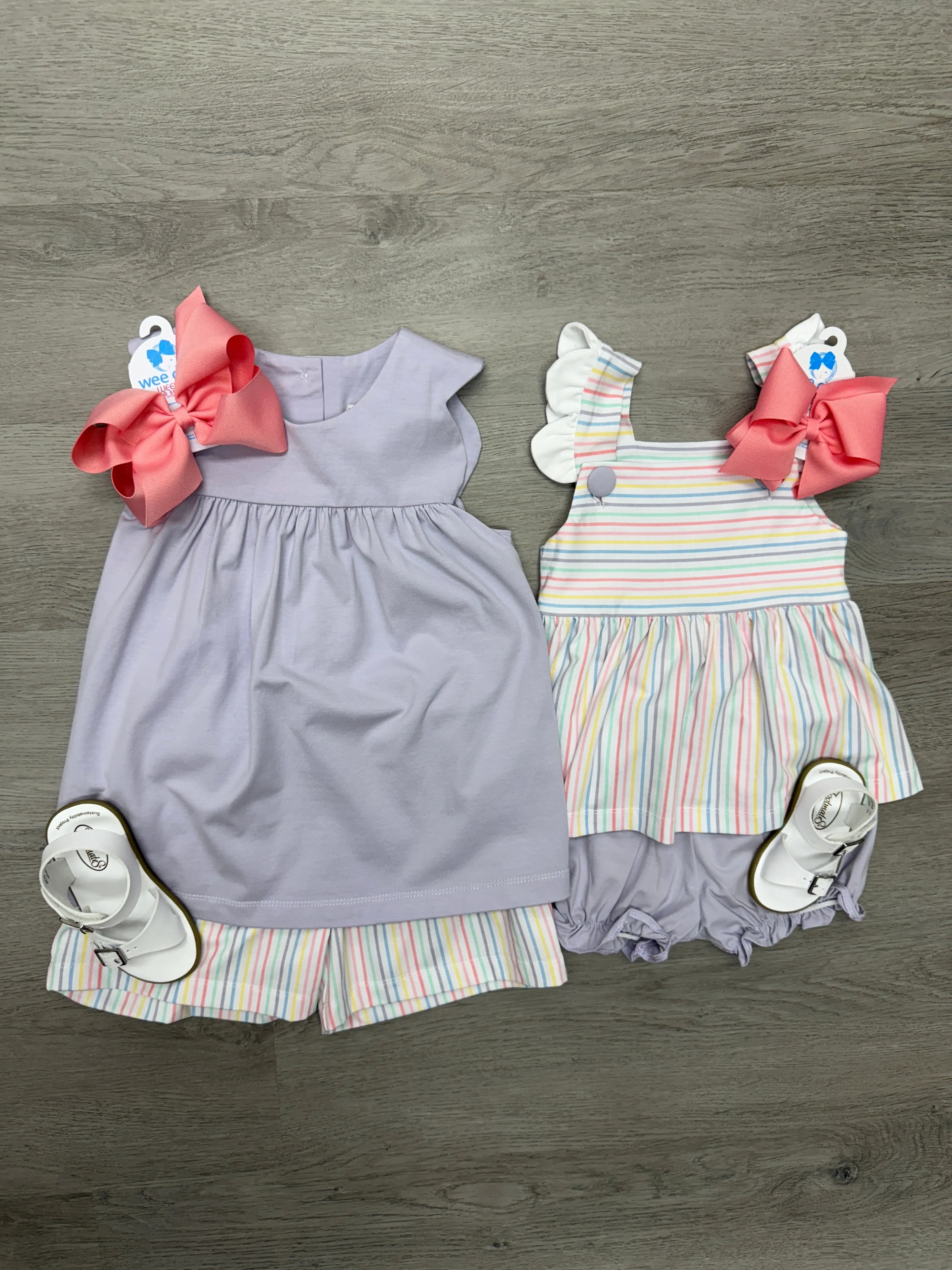 Pastel Stripe Scalloped Bloomer Set