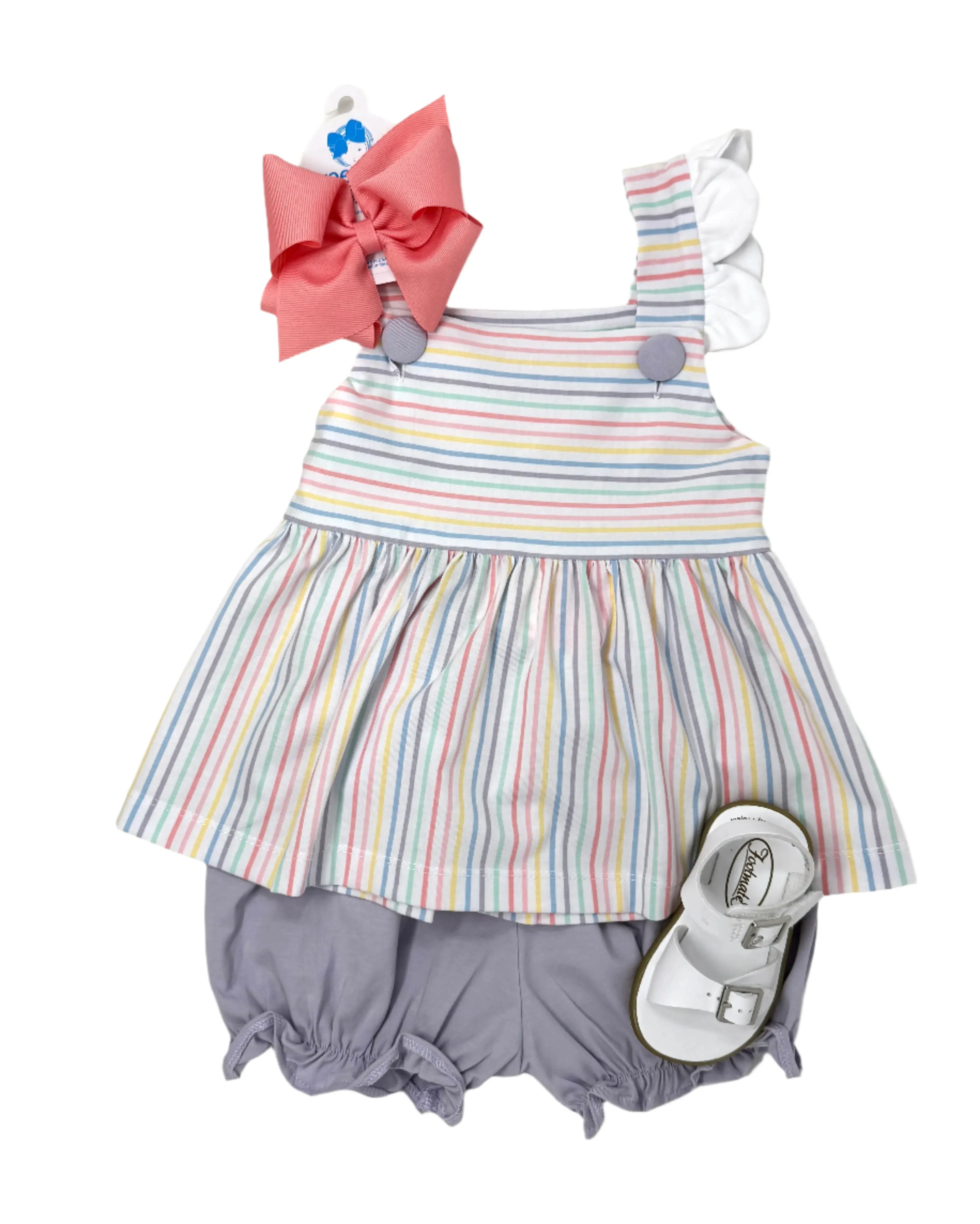 Pastel Stripe Scalloped Bloomer Set