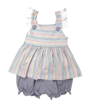 Pastel Stripe Scalloped Bloomer Set