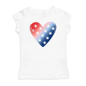 Patriotic Heart S/S White Tee