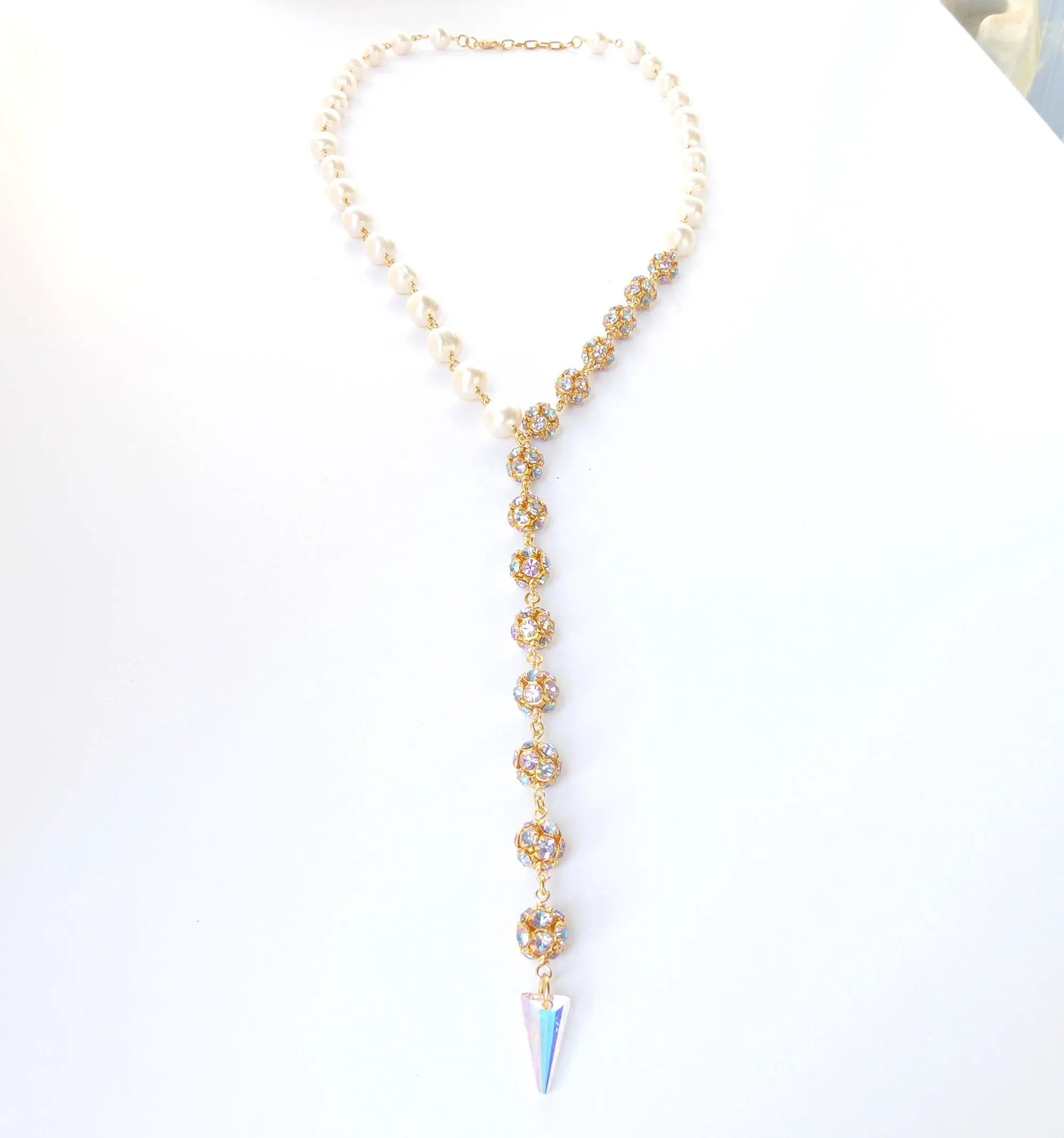 Pearl pastel crystal necklace