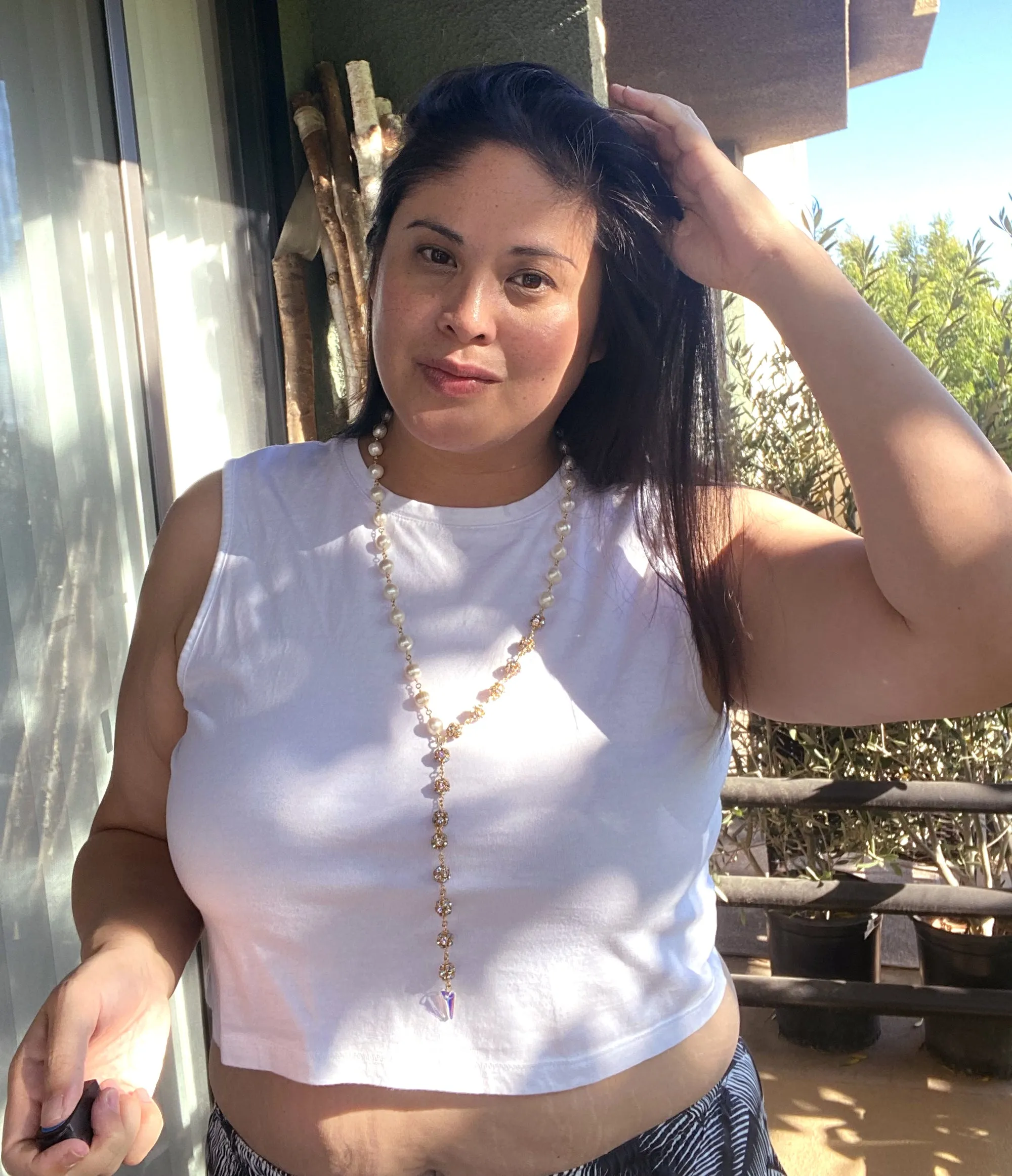 Pearl pastel crystal necklace